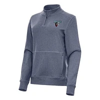 Women's Antigua Heather Navy Maine Black Bears Crush Quarter-Zip Fleece Sweatshirt