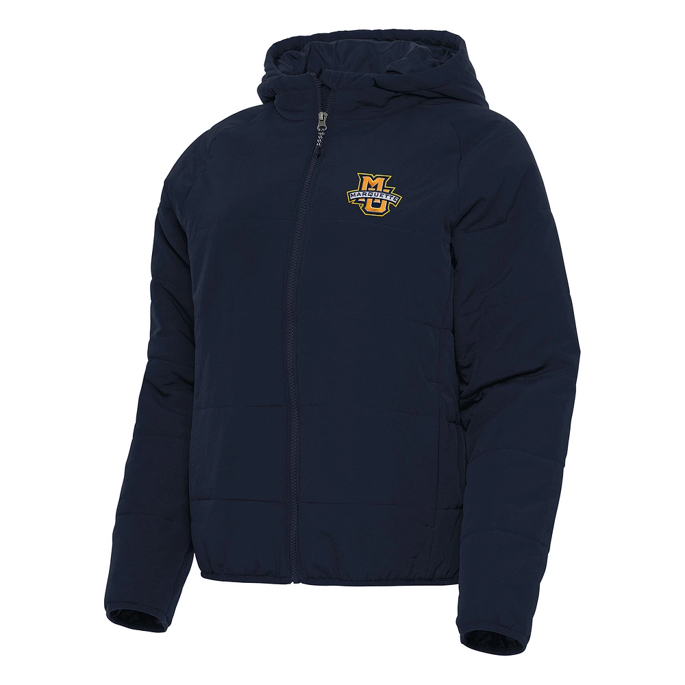 Women's Antigua Navy Marquette Golden Eagles Universe Full-Zip Puffer Jacket