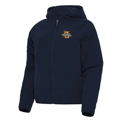 Women's Antigua Navy Marquette Golden Eagles Universe Full-Zip Puffer Jacket