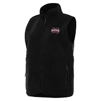 Women's Antigua  Black Mississippi State Bulldogs Nostalgic Full-Zip Vest