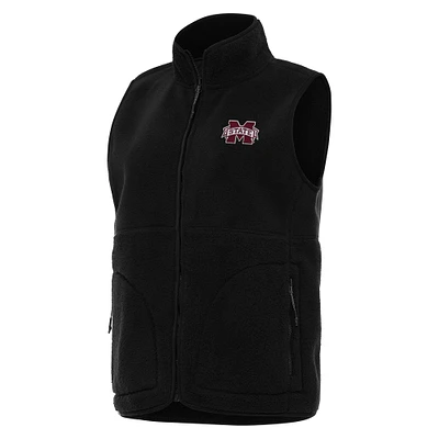 Women's Antigua  Black Mississippi State Bulldogs Nostalgic Full-Zip Vest
