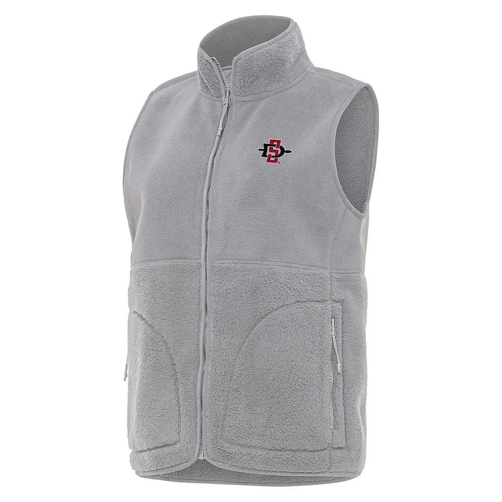 Women's Antigua Gray San Diego State Aztecs Nostalgic Full-Zip Vest