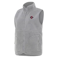 Women's Antigua  Gray San Diego State Aztecs Nostalgic Full-Zip Vest