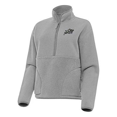 Women's Antigua Gray Navy Midshipmen Figure Half-Zip Pullover Sweatshirt