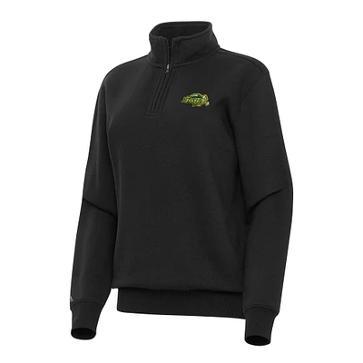 Women's Antigua Black NDSU Bison Victory Quarter-Zip Sweatshirt