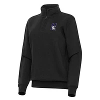 Women's Antigua Black Northwestern Wildcats Victory Quarter-Zip Sweatshirt