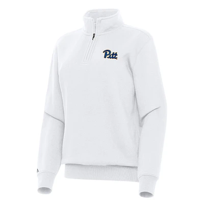 Women's Antigua White Pitt Panthers Victory Quarter-Zip Sweatshirt