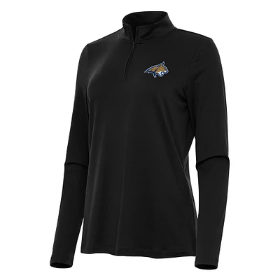 Women's Antigua Black Montana State Bobcats Reprocess Quarter-Zip Top