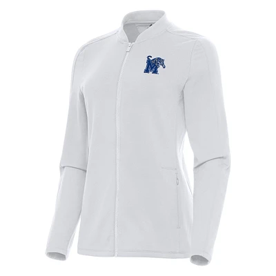 Women's Antigua White Memphis Tigers Continual Full-Zip Jacket