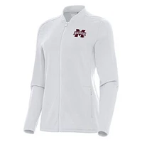 Women's Antigua White Mississippi State Bulldogs Continual Full-Zip Jacket
