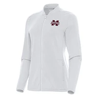 Women's Antigua White Mississippi State Bulldogs Continual Full-Zip Jacket