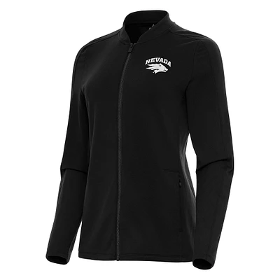 Women's Antigua Black Nevada Wolf Pack Continual Full-Zip Jacket