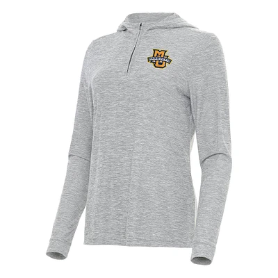 Women's Antigua  Heather Gray Marquette Golden Eagles Daybreak Quarter-Zip Hoodie