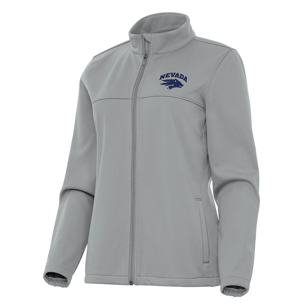 Women's Antigua Gray Nevada Wolf Pack Links 2 Full-Zip Golf Jacket