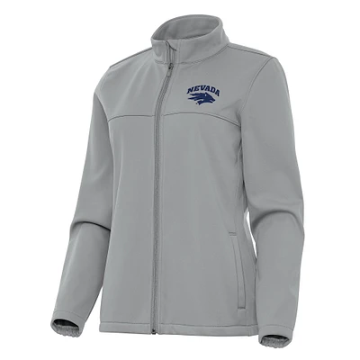 Women's Antigua Gray Nevada Wolf Pack Links 2 Full-Zip Golf Jacket
