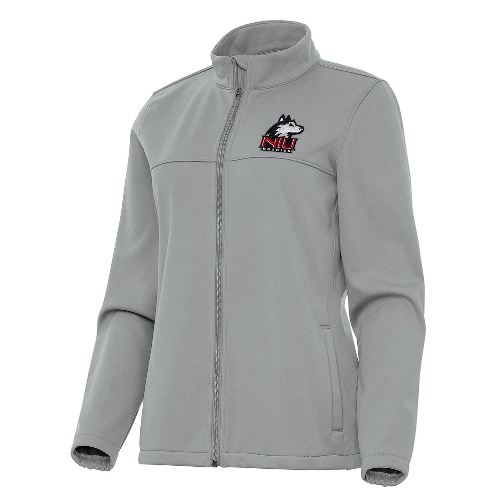 Women's Antigua Gray Northern Illinois Huskies Links 2 Full-Zip Golf Jacket