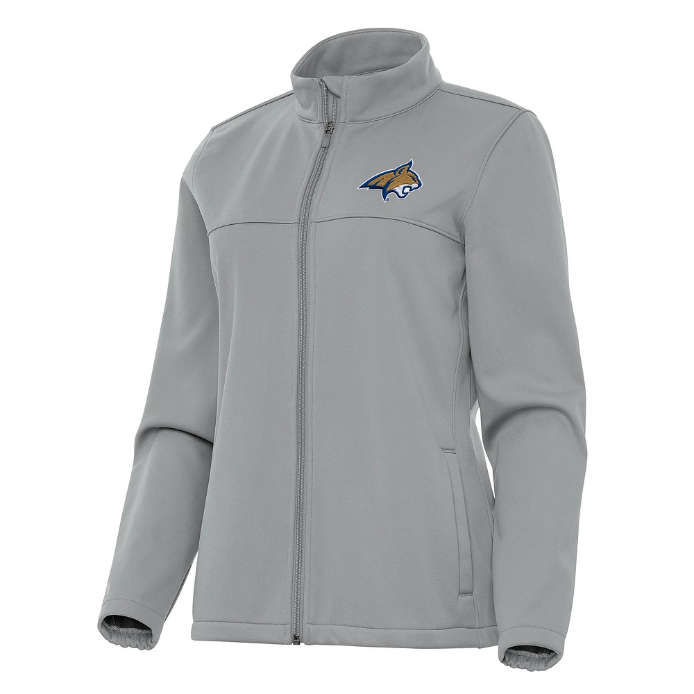 Women's Antigua Gray Montana State Bobcats Links 2 Full-Zip Golf Jacket