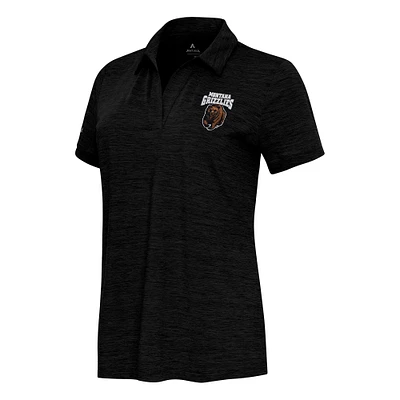 Women's  Antigua Heather Black Montana Grizzlies Layout V-Neck Polo