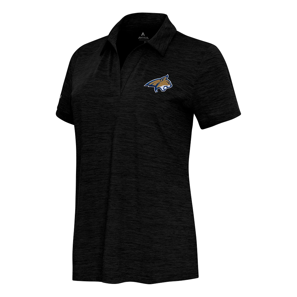 Women's Antigua Heather Black Montana State Bobcats Layout V-Neck Polo