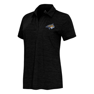 Women's  Antigua Heather Black Montana State Bobcats Layout V-Neck Polo