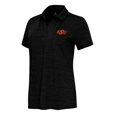 Women's  Antigua Heather Black Oklahoma State Cowboys Layout V-Neck Polo