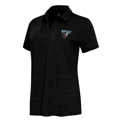 Women's  Antigua Heather Black Maine Bears Layout V-Neck Polo