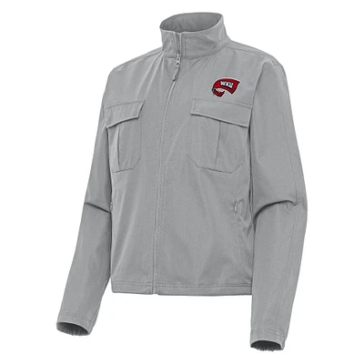 Women's Antigua  Gray Western Kentucky Hilltoppers Even Par Full-Zip Jacket