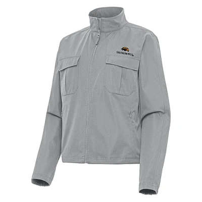 Women's Antigua  Gray Southern Miss Golden Eagles Even Par Full-Zip Jacket