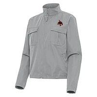 Women's Antigua  Gray Texas State Bobcats Even Par Full-Zip Jacket