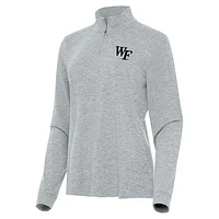 Women's Antigua  Heather Gray Wake Forest Demon Deacons Mentor Long Sleeve Quarter-Zip Mock Polo