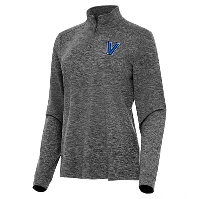 Women's Antigua  Heather Black Villanova Wildcats Mentor Long Sleeve Quarter-Zip Mock Polo