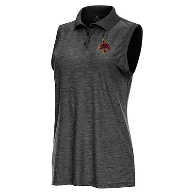 Women's Antigua Heather Texas State Bobcats Recap Sleeveless Polo