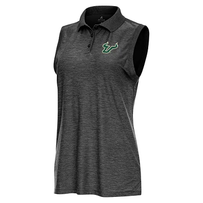 Women's Antigua Heather South Florida Bulls Recap Sleeveless Polo