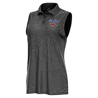 Women's Antigua  Heather Black SMU Mustangs Recap Sleeveless Polo