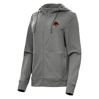 Women's Antigua Heather Black Texas State Bobcats Seeker Full-Zip Hoodie