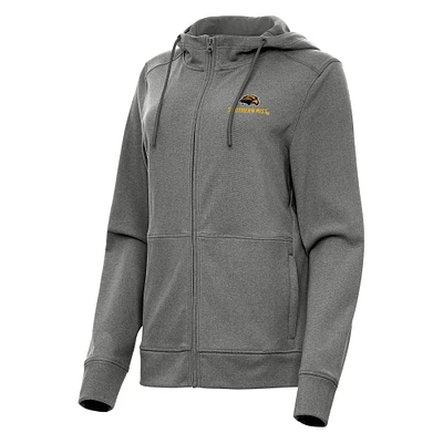 Women's Antigua Heather Black Southern Miss Golden Eagles Seeker Full-Zip Hoodie
