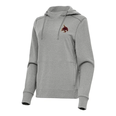 Women's Antigua Heather Gray Texas State Bobcats Justice Pullover Hoodie
