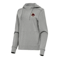 Women's Antigua Heather Gray Texas State Bobcats Justice Pullover Hoodie