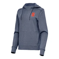 Women's Antigua Heather Navy Syracuse Orange Justice Pullover Hoodie
