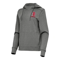 Women's Antigua Heather Black South Dakota Coyotes Justice Pullover Hoodie