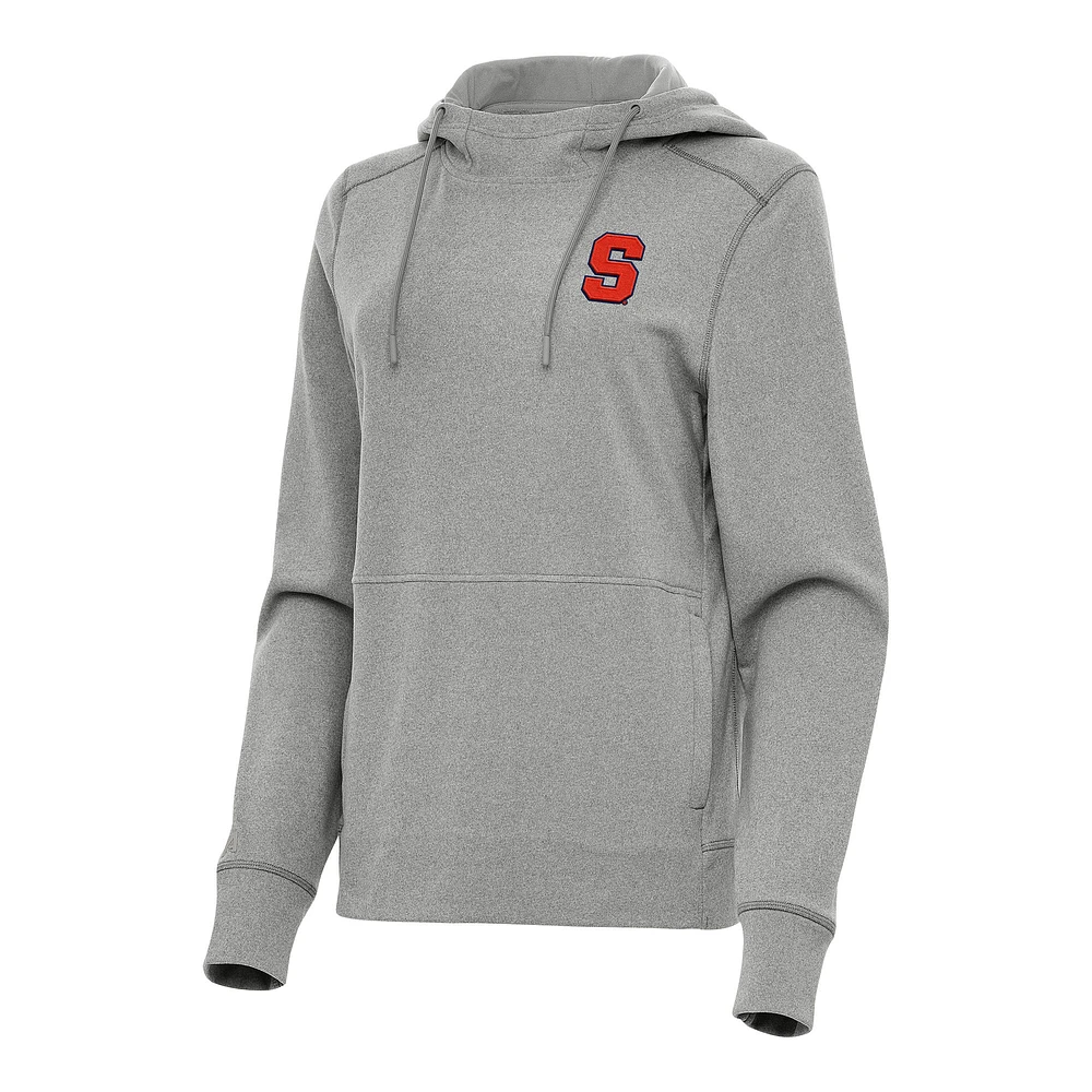 Women's Antigua Heather Orange Syracuse Justice Pullover Hoodie