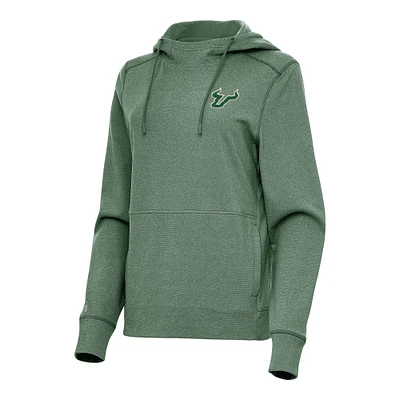 Women's Antigua Heather South Florida Bulls Justice Pullover Hoodie