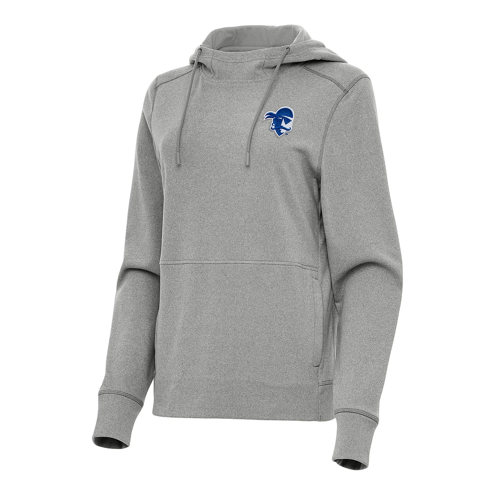 Women's Antigua Heather Gray Seton Hall Pirates Justice Pullover Hoodie