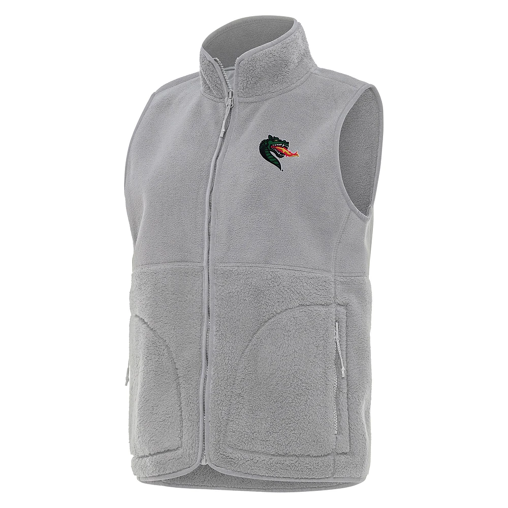 Women's Antigua Gray UAB Blazers Nostalgic Full-Zip Vest