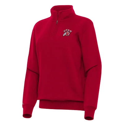 Women's Antigua Red Utah Utes Victory Quarter-Zip Sweatshirt