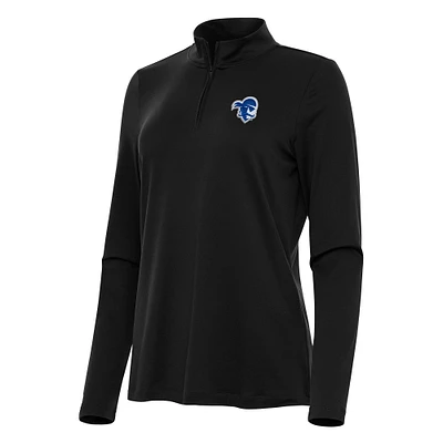 Women's Antigua Black Seton Hall Pirates Reprocess Quarter-Zip Top