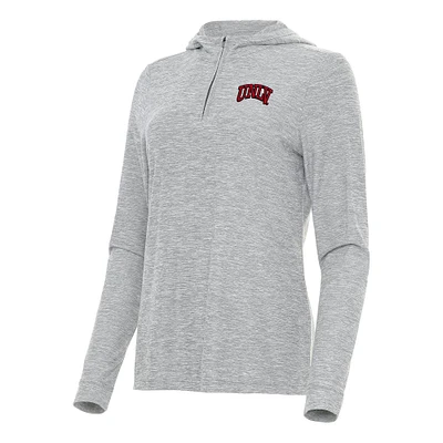 Women's Antigua  Heather Gray UNLV Rebels Daybreak Quarter-Zip Hoodie