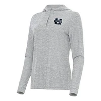 Women's Antigua  Heather Gray Utah State Aggies Daybreak Quarter-Zip Hoodie