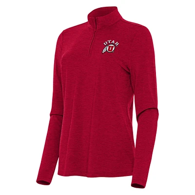 Women's Antigua  Heather Red Utah Utes Bright Quarter-Zip Top