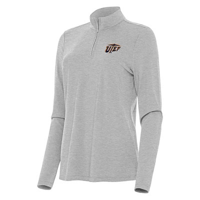 Women's Antigua  Heather Gray UTEP Miners Bright Quarter-Zip Top